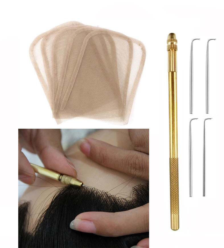 

Ventilating Needle For wig making Detachable Metal Wig Making Hair extention tools WIth 5 Swiss Lace Net