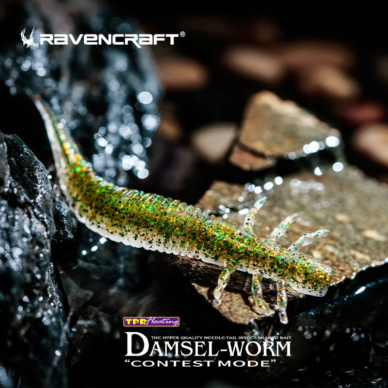 RAVENCRAFT DAMSEL-WORM 2.2/2.7/3.2inch Floating Soft Lure Contest-Mode Hyper Quality Creature Artificial Fishing Bait