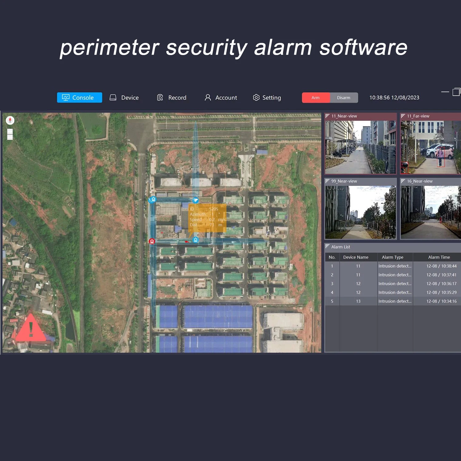 เรดาร์คลื่น 24GHz มิลลิเมตรเทคโนโลยี AI-video สัญญาณเตือนความปลอดภัยในขอบเขตพร้อมกล้องเฝ้าระวังวิดีโอ