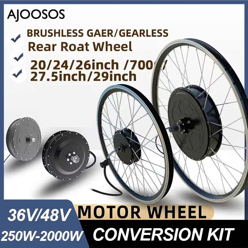 

Электрический мотор-концентратор для велосипеда 36 В 48 В 250 Вт 350 Вт 500 Вт 2000 Вт 20 24 26 27,5 28 29 дюймов 700C спереди и сзади для колеса двигателя электрического велосипеда