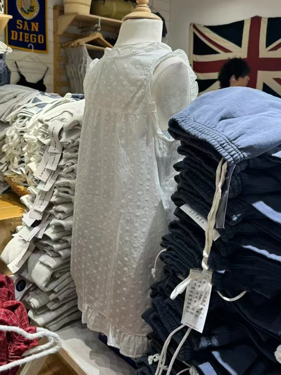 Biała Sukienka Mini z Falbankami, Okrągłym Dekoltem, Letnia Odzież Uliczna, Zapinana na Guziki, Bez Rękawów, Krótka Sukienka w Linii A, Vestidos, Słodka Elegancka Sukienka Vintage