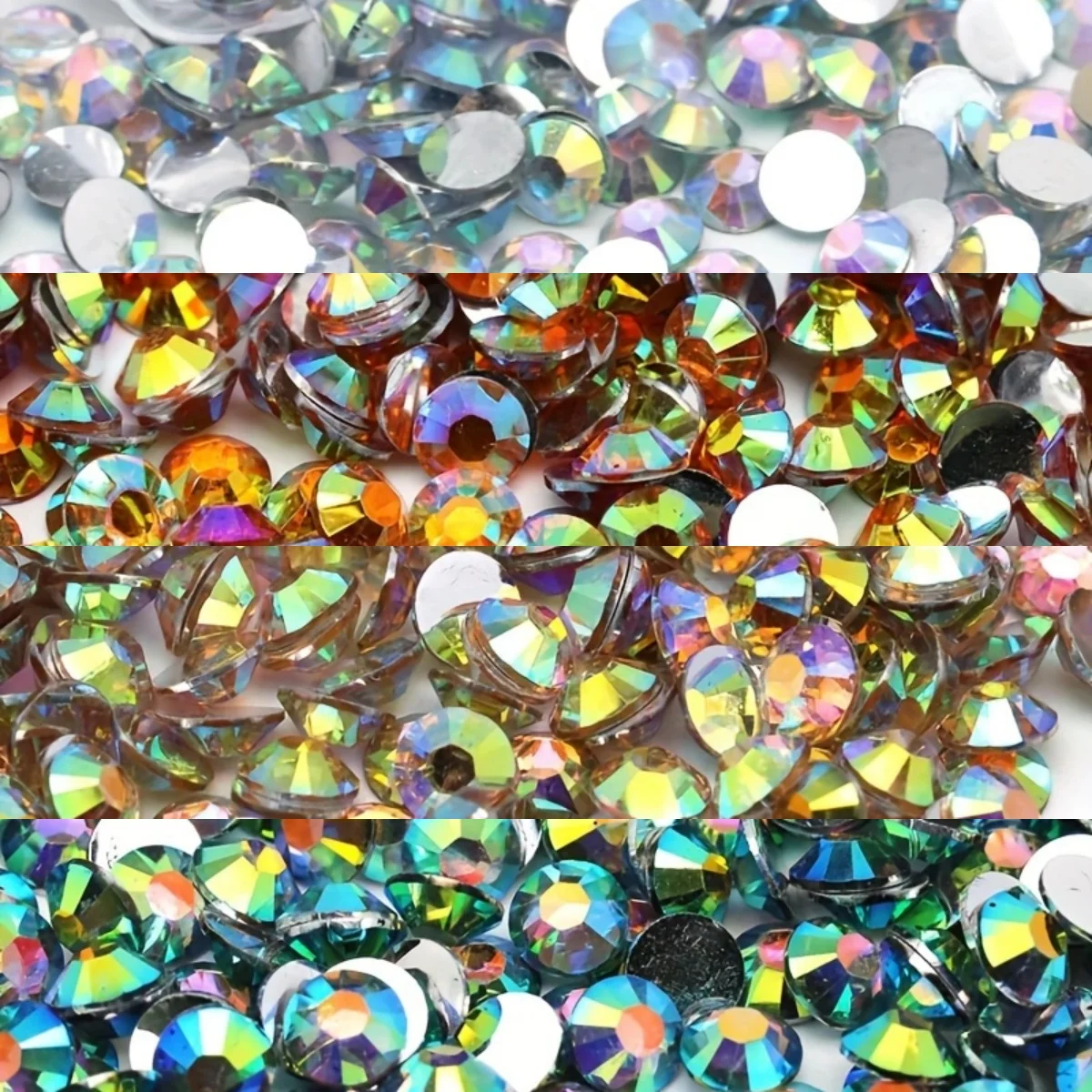Resin Rhinestones Crystal Orange Champagne Black Diamond AB Silver Back 4mm Non Hotfix Flatback For Nail Garment Decoration DTY
