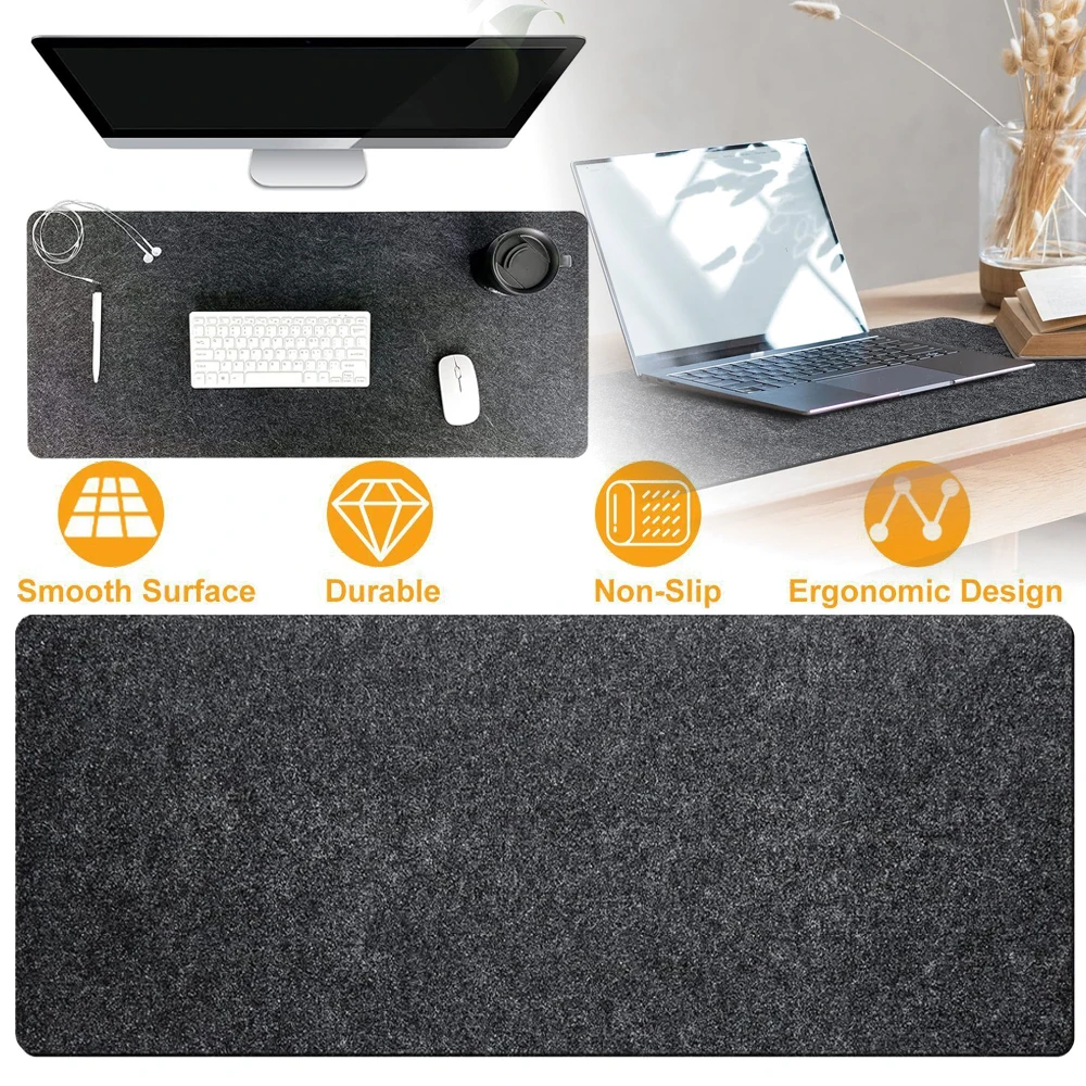 Tapis de bureau en feutre, grand tapis pour souris, protection pour clavier et souris, ordinateur portable et ordinateur