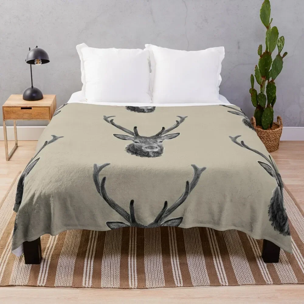 

The Stags Head b&w Throw Blanket anime Comforter blankets and throws Blankets