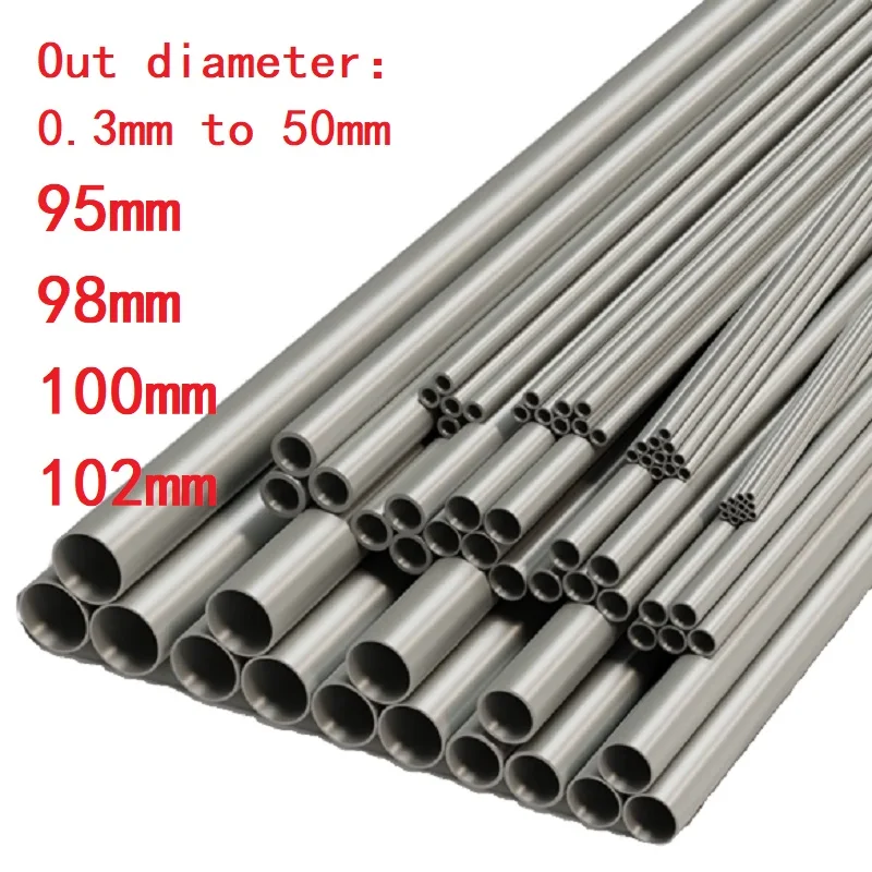 1PC 304 Stainless Steel Precision Tube Pipes Large OD 0.3-50 95 98 100 102mm Length 100mm 250mm 500mm