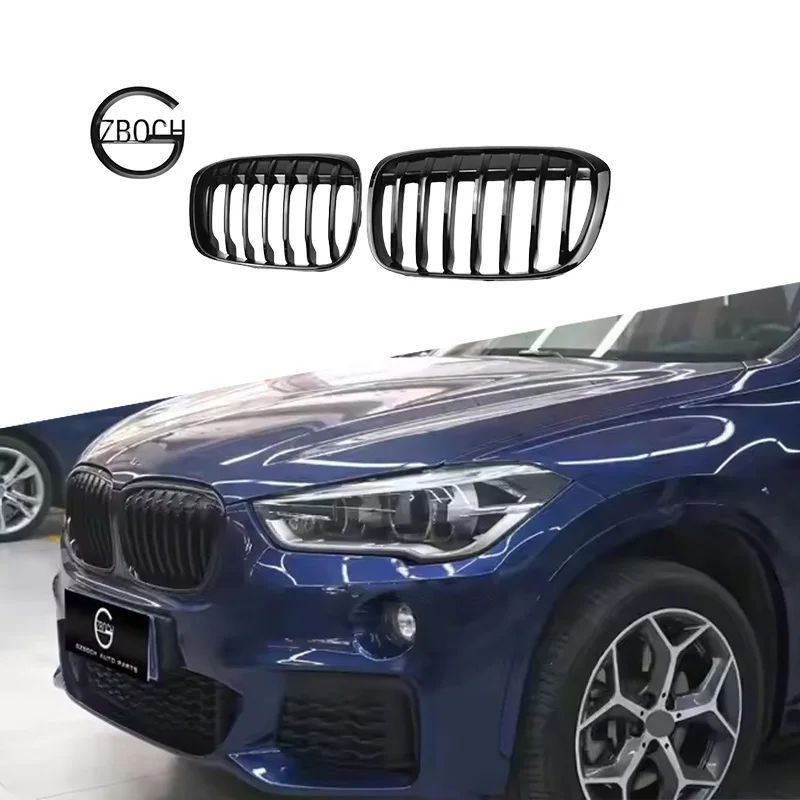

17-19 X1 Bright Black Front Bumper Car Grill for BMW X1 Series F48 F49 Single Line Glossy Black Auto Body Kits Front Grille