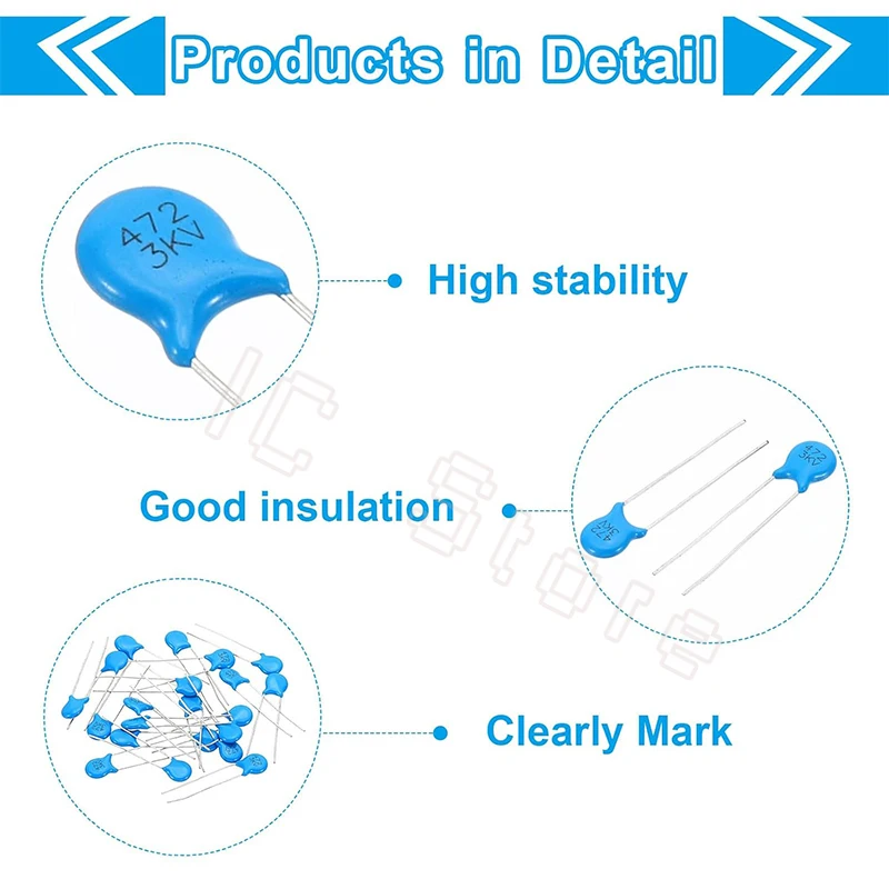 Condensador cerámico de alto voltaje, 100 piezas, 3KV, 1KV, 2KV, 102M, 103M, 104M, 152M, 221M, 222M, 332M, 472 K, 101K, 151K, 221K, 331K, 471K