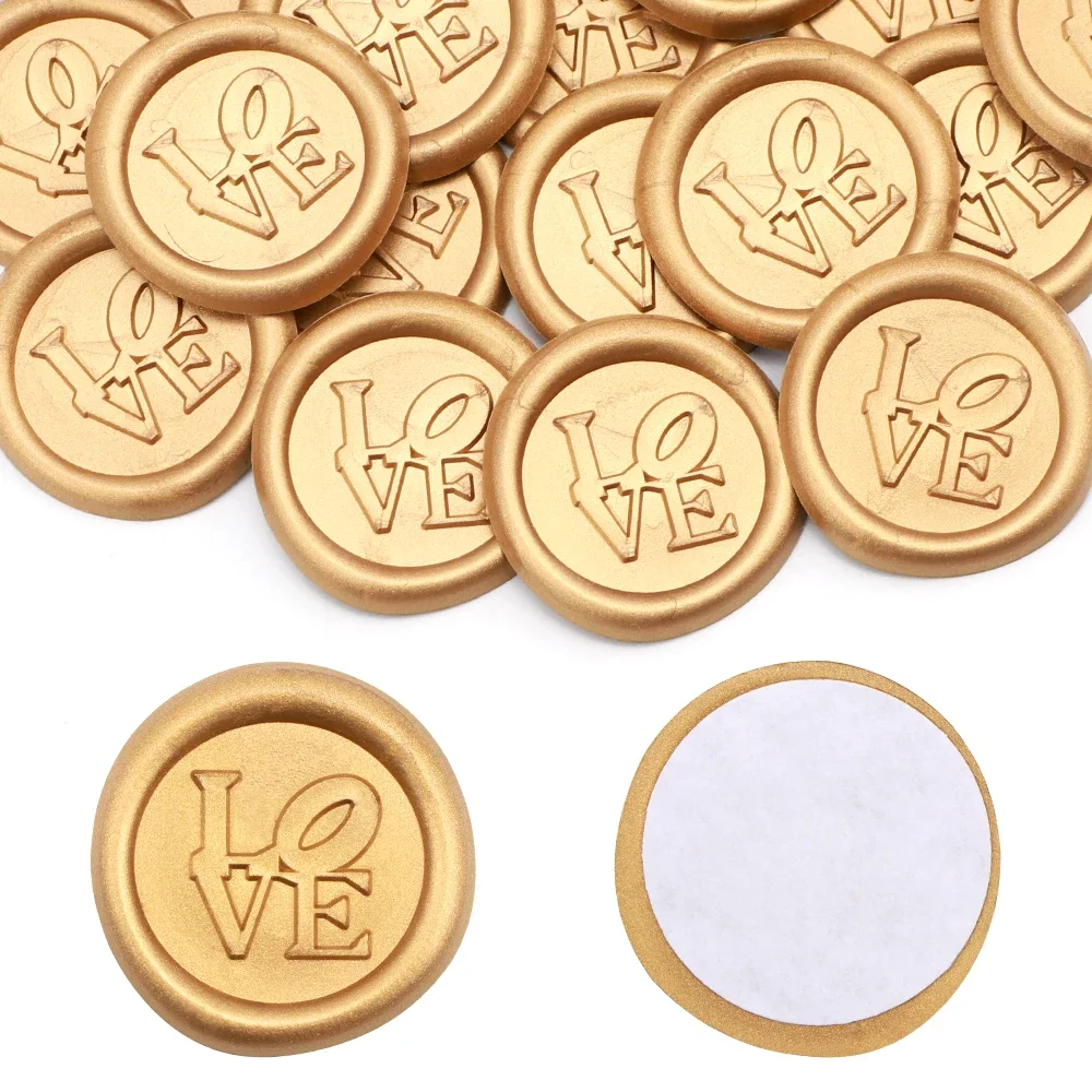 10 Uds. De pegatinas de sello de cera "LOVE", pegatinas de sello de sobre de invitación de boda dorada, pegatinas autoadhesivas para el Día de San Valentín