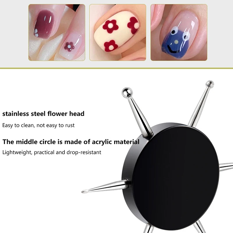 ❉~1PC 6 Head Nail Art Dotting Tools Disc Nail Drill Point Nail Tools Dot Painting Tools Nail Point Drill Pen
