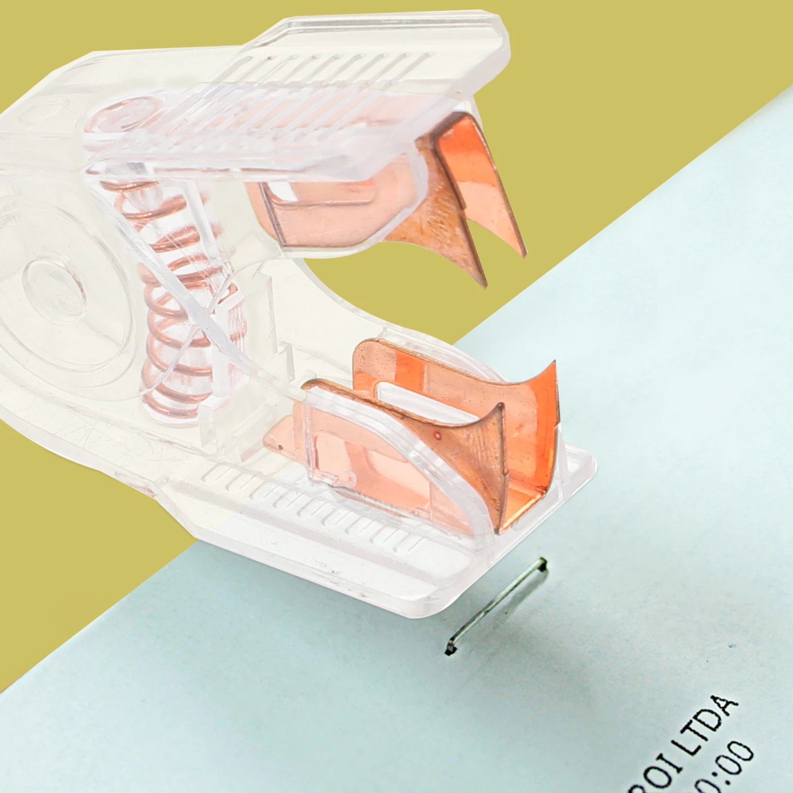 

1PC Rose Gold Transparent Hole Punch Staple Remover Set 2in Heavy Duty Office Tool Handheld Puller for Desk Stationery