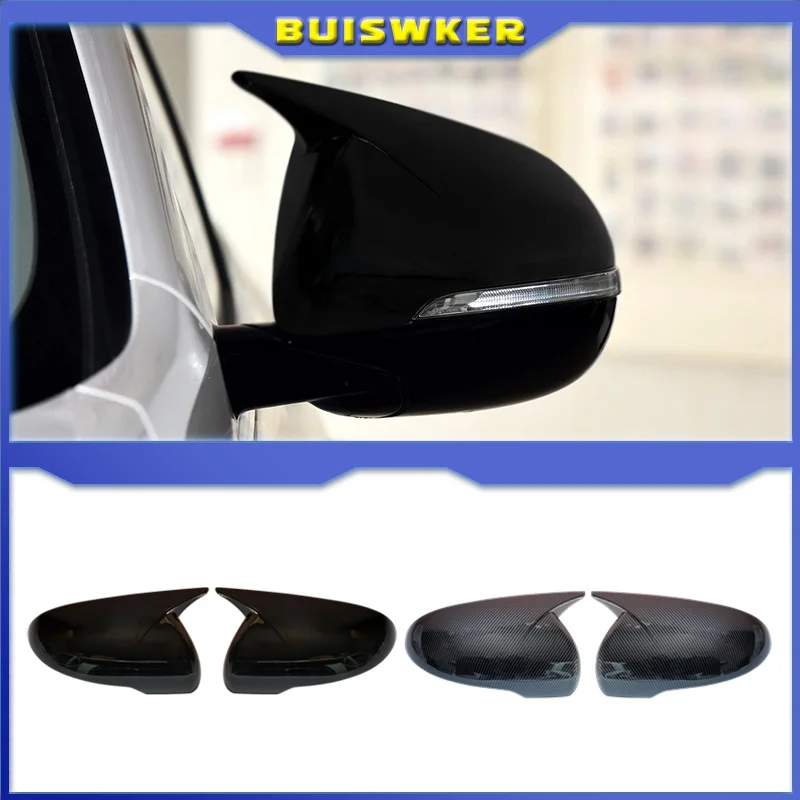 

For Kia Sorento 2015-2020 Car Rearview Side Mirror Cover Wing Cap Exterior Door Rear View Case Trim Sticker Carbon Fiber Black