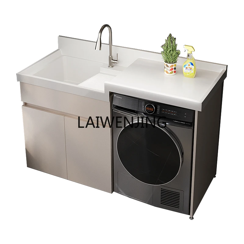 MJY  washing machine integrated cabinet combination quartz stone high and low basin significant other cabinet with rubbing board