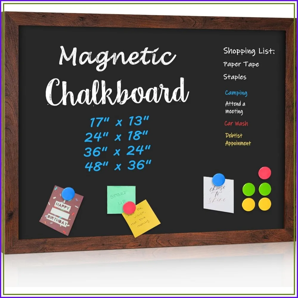 

Magnetic Large Chalkboard 48" x 36", Rustic Blackboard for Wall, Hanging Chalkboard Sign Menu Board for Kitchen Office Home School, Includes 4 Markers & 8 Magnets