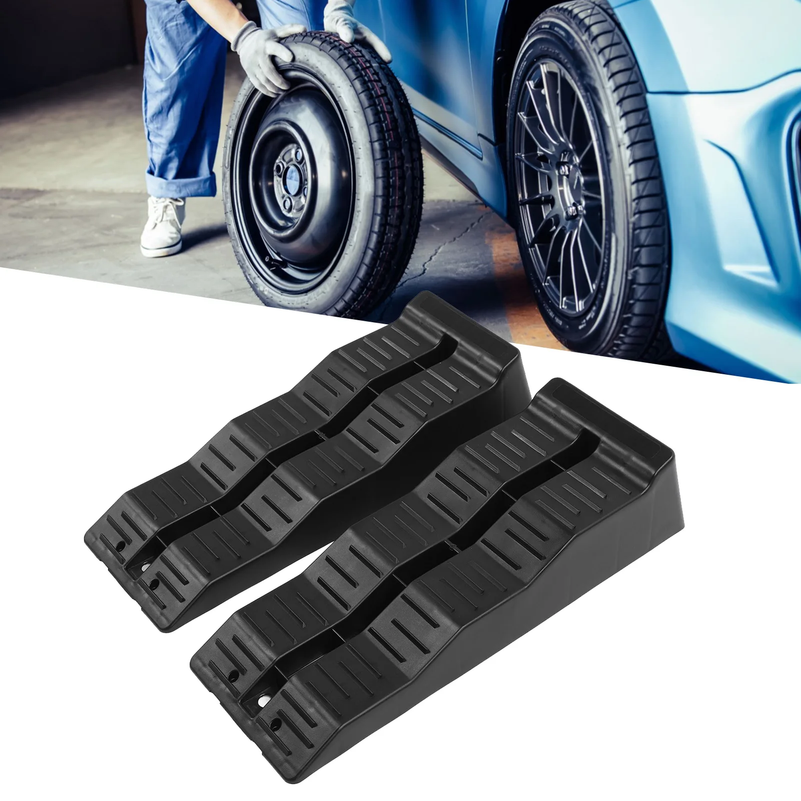 11000LBS RV Leveling Ramps Wheel Chock Load Capacity for Travel Trailer Campers Truck High-Density Plastic Anti Slip Portable