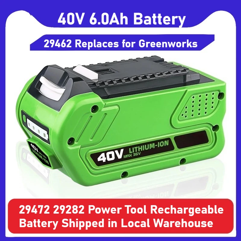 بطارية 40 فولت 6.0 أمبير في الساعة 29462 تحل محل Greenworks 29472 29282 أداة كهربائية بطارية قابلة للشحن يتم شحنها في المستودع المحلي