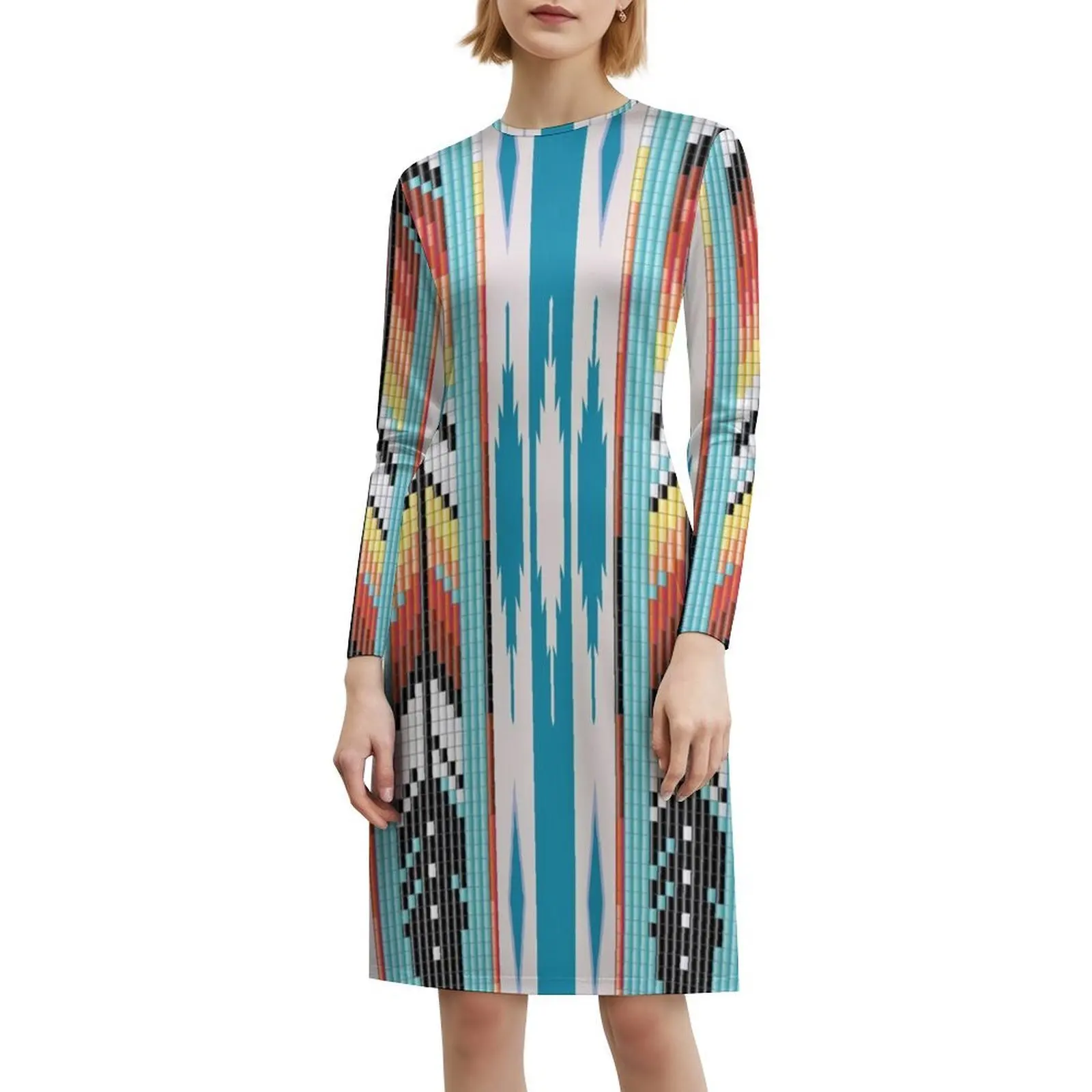 فستان قصير بتصميم ريشة من الخرز على طراز Preppy للنساء على شكل حرف a فضفاض مناسب فستان يوم غير رسمي منظر طبيعي حديث نمط عتيق للمرأة