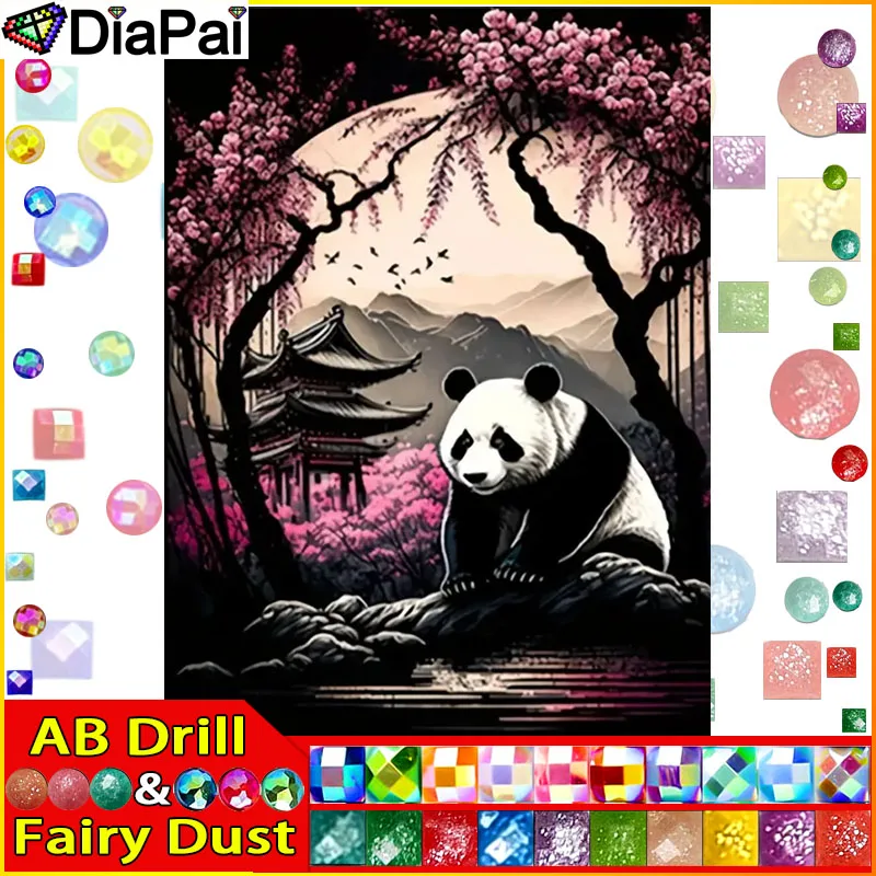 

DiaPai Fairy Dust AB 5D Diy алмазная живопись вышивка крестиком "Панда животное" домашний декор полная алмазная вышивка