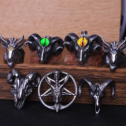 Gothic Vintage Stainless Steel Skull Goat Necklace for Man Chain Punk Street Hip Hop Style Animal Pendant Jewelry Wholesale
