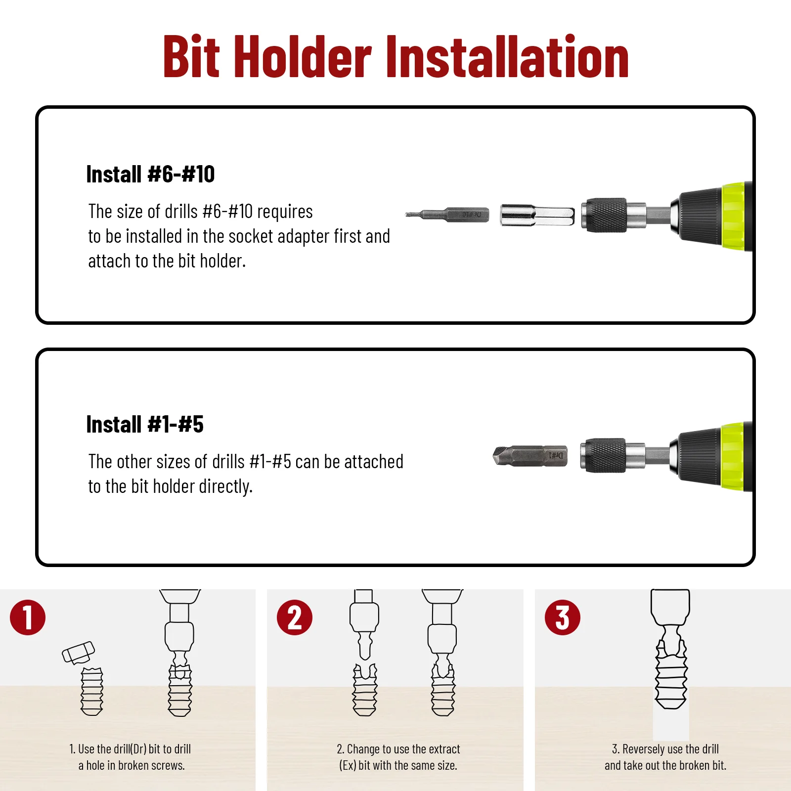 22Pcs Screw Extractor Set with Magnetic Extension Bit Holder Easy Out Drill Bits Bolt Stud Multi-Spline Screw Extractor