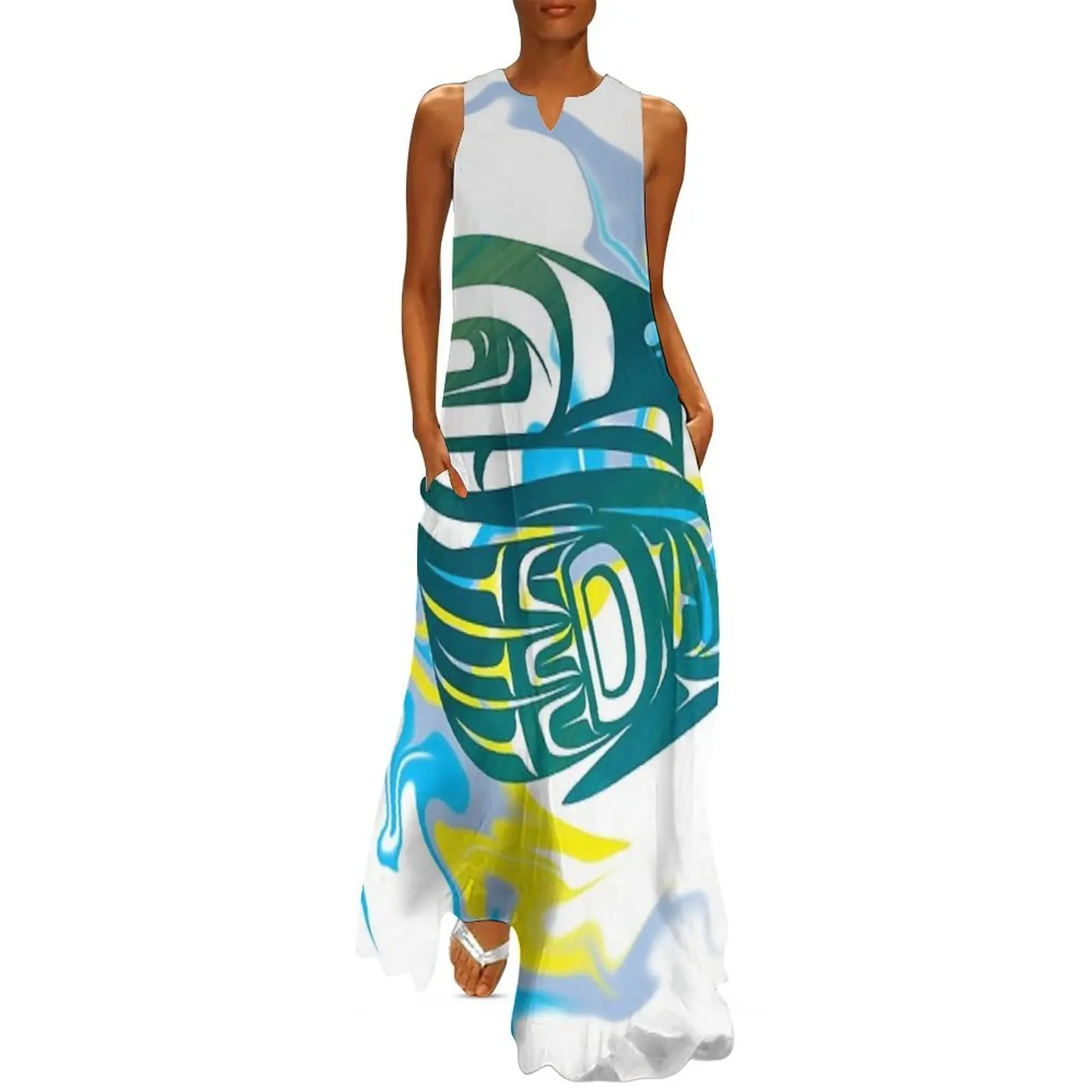 

Pouring paint Gitxsan swan Long Dress bandage dress Women dresses summer Aesthetic clothing summer outfits for women 2025