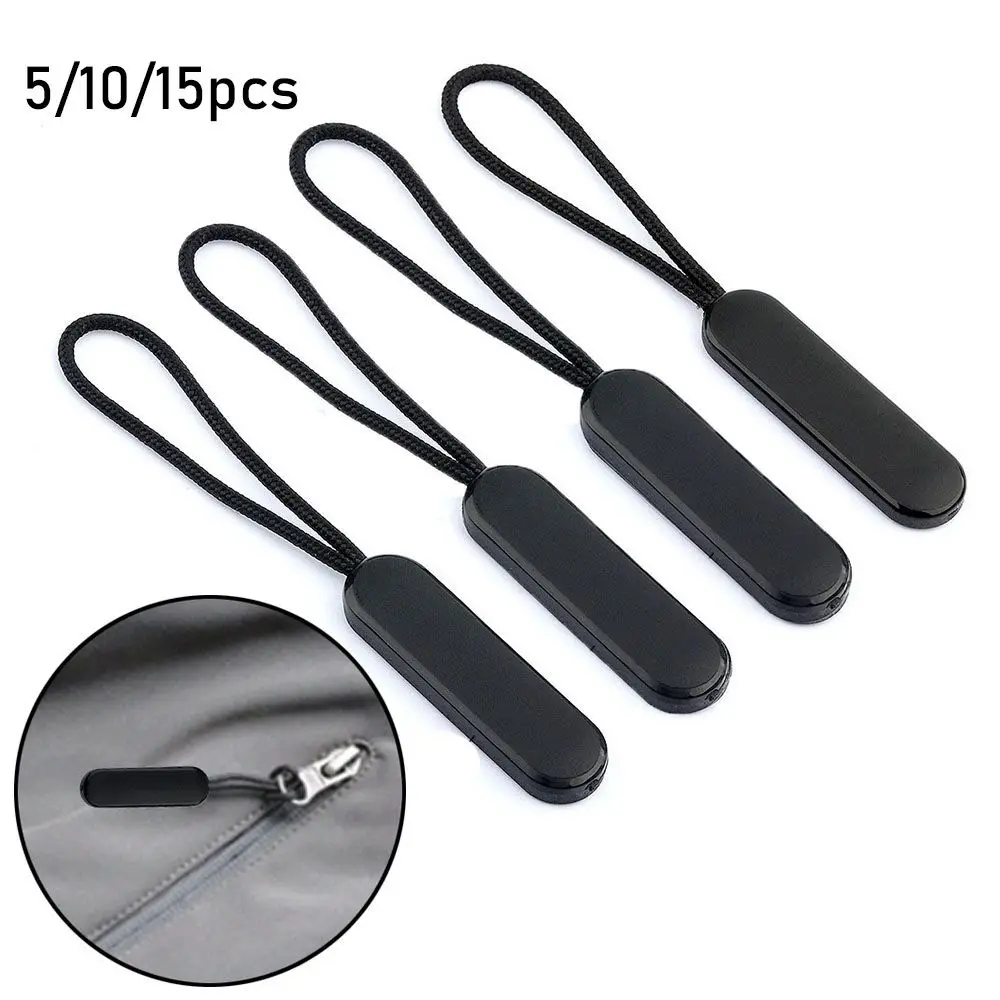 5/10/15pcs Travel Clothing Outdoor tools Bags Clip Buckle Ends Lock Zips Zipper Pull Zip Puller Replacement Cord Rope Pullers