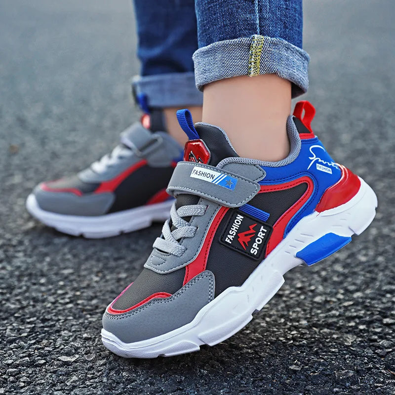 

Boys' Sneakers Spring and Autumn Children's Elementary School Students Waterproof Casual Soft-soled Shoes Leather Upper Middle
