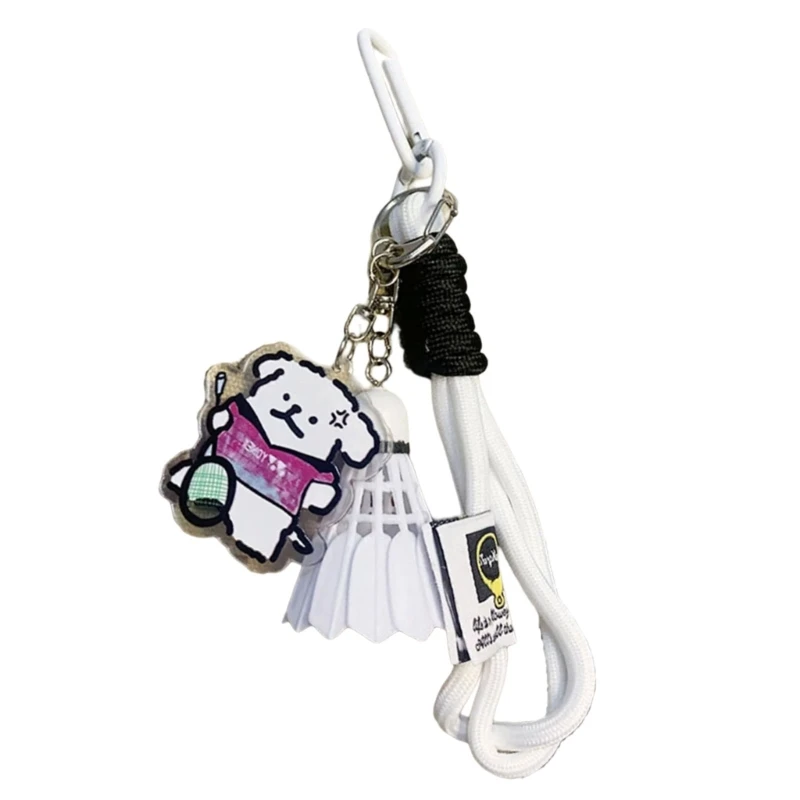 Badminton Pendant Cartoon Dog Badminton Key Chain Backpack Small Keychain Acrylic Key Rings Decoration Bag Pendants