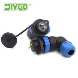 SP20 IP68 90Degree Elbow Waterproof Aviation Connectors 1/2/3/4/5/6/7/9/10/12/14Pin Flange Socket Stranded Connecto DIY GO