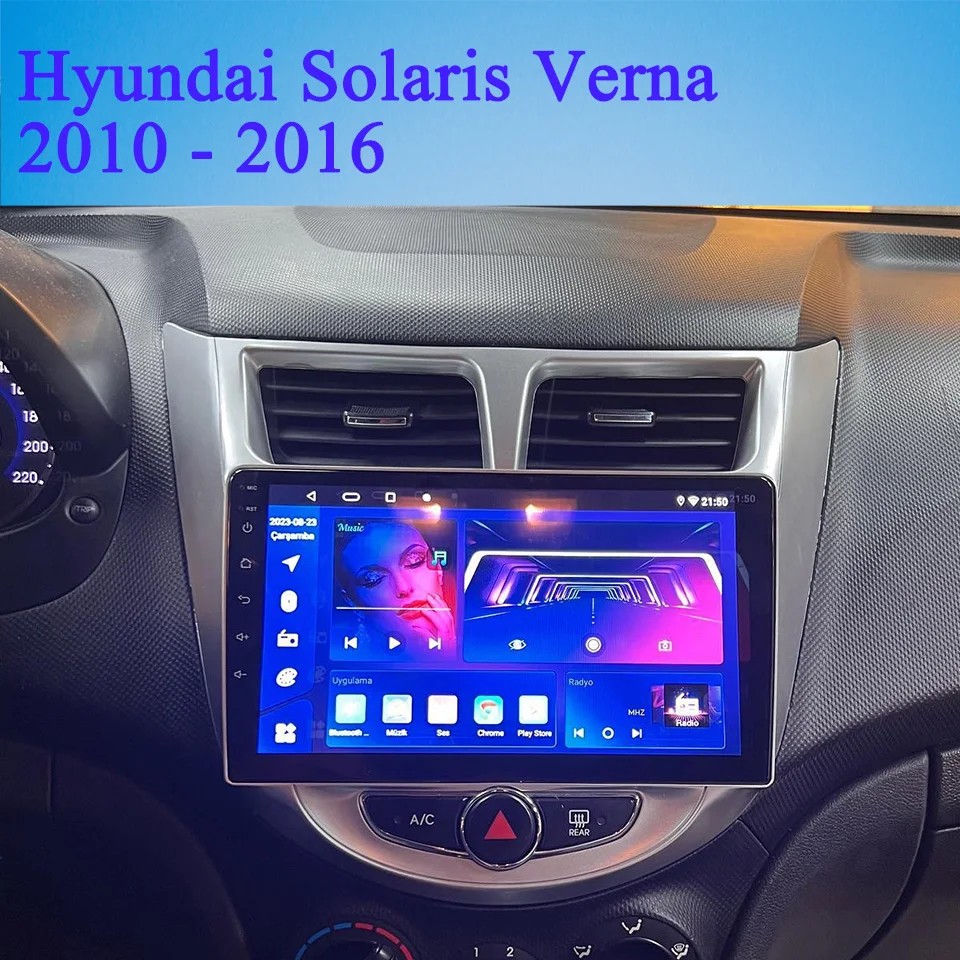 2 Din Android 14 8G+128G Car DVD For Hyundai Solaris Accent Verna 2010 2012 2014 2016 Car Radio GPS Navigation Stereo Head Unit