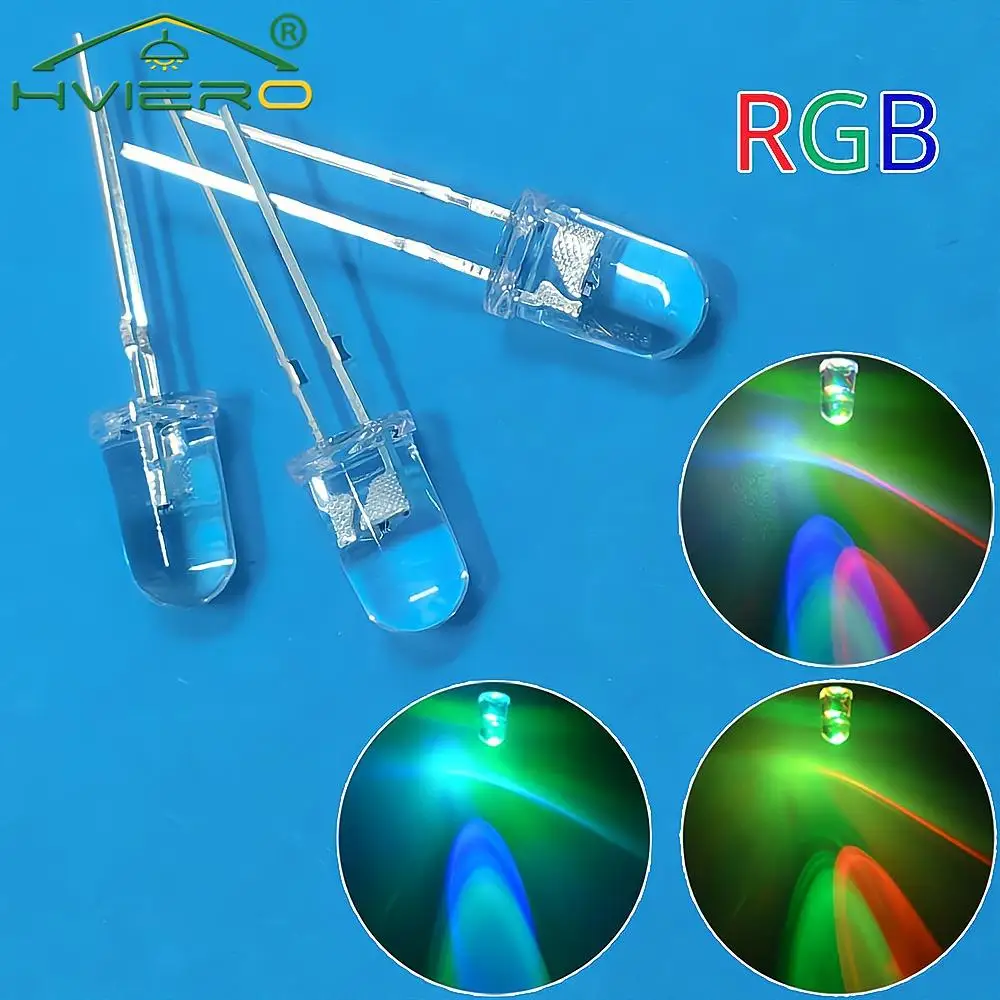 100Pcs F5 5mm Round Light Beads Slow RGB Fast Flash Diode Led Rainbow Multi Color Red Green Blue Emitting Water Clear Lamp