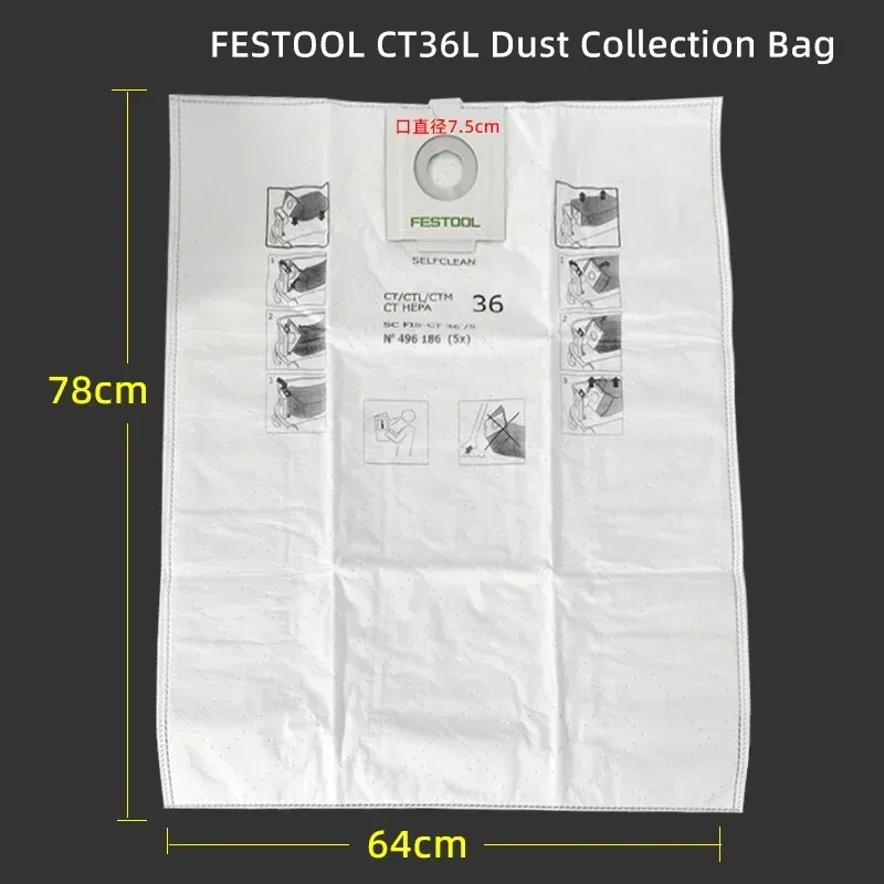الأصلي الألمانية FESTOOL الجافة الأرض مكنسة كهربائية الغبار دلو CT 26/36 حقيبة ملابس مرشح المتاح مكنسة كهربائية الملحقات