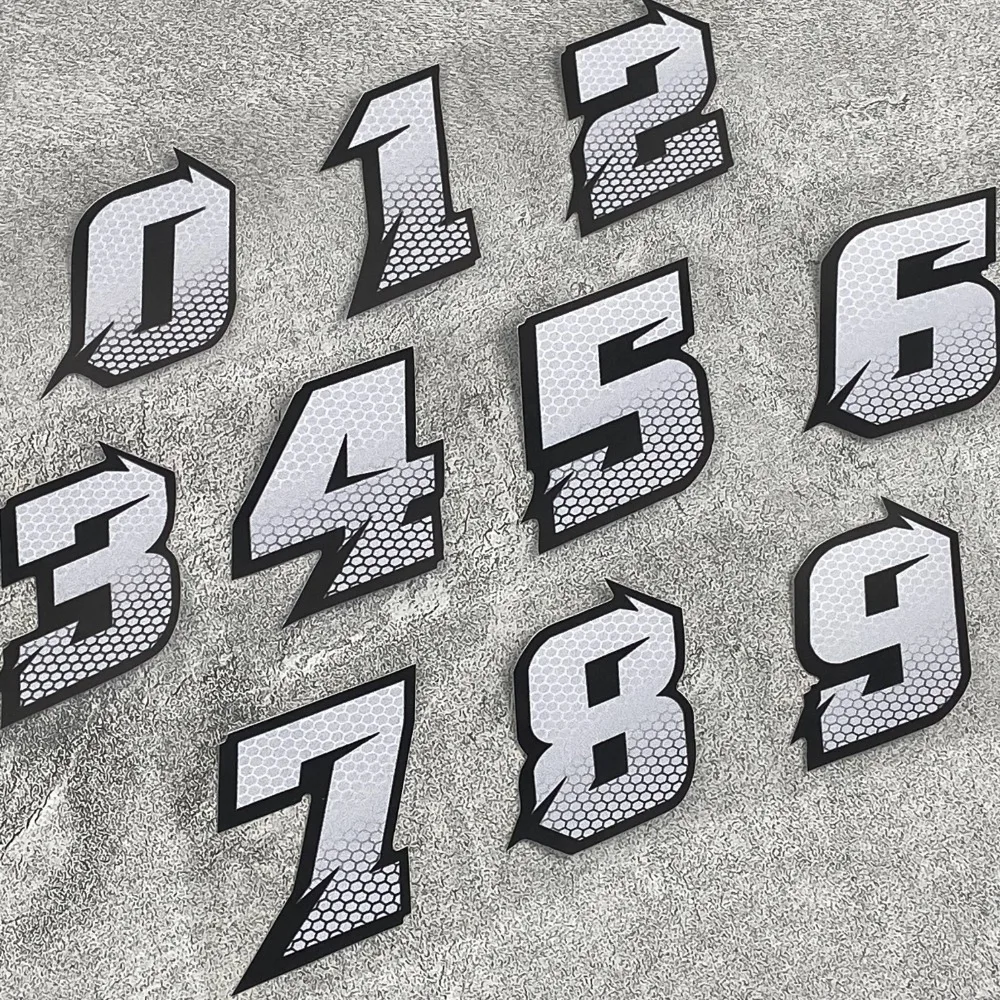 1PC 0123456789 Funny Honeycomb Style Number Motorcycle Stickers Motorbike Fuel Tank Side Panels Scooter Helmet DIY Vinyl Decals image 4