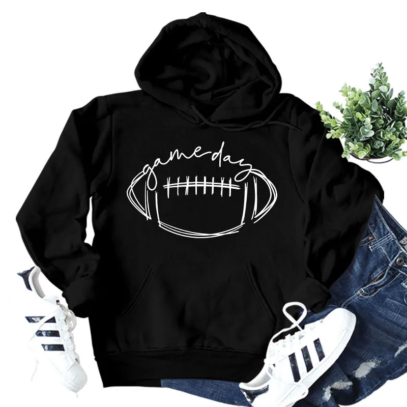 Game Day Rugby Alphabet Hoodie Autumn Winter Long Sleeve Women\'s Hoodie  Kawaii  Gothic  Streetwear Women