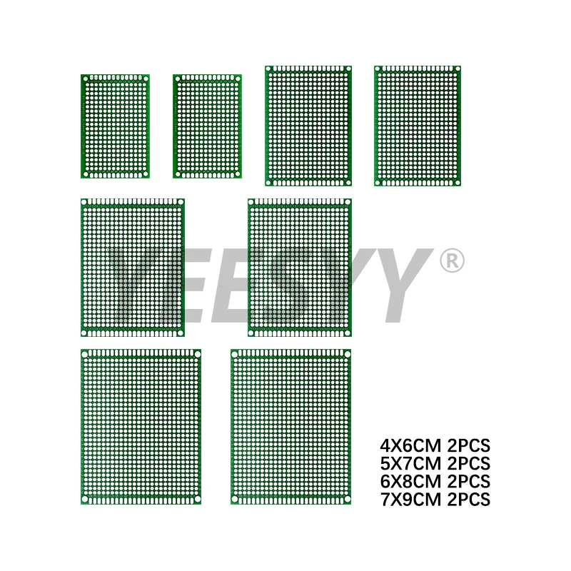 8 pièces 4X6 5X7 6X8 7X9 Kit de PCB Double face chacun 2 pièces carte de Prototype mixte Circuit Protoboard bande universelle imprimée