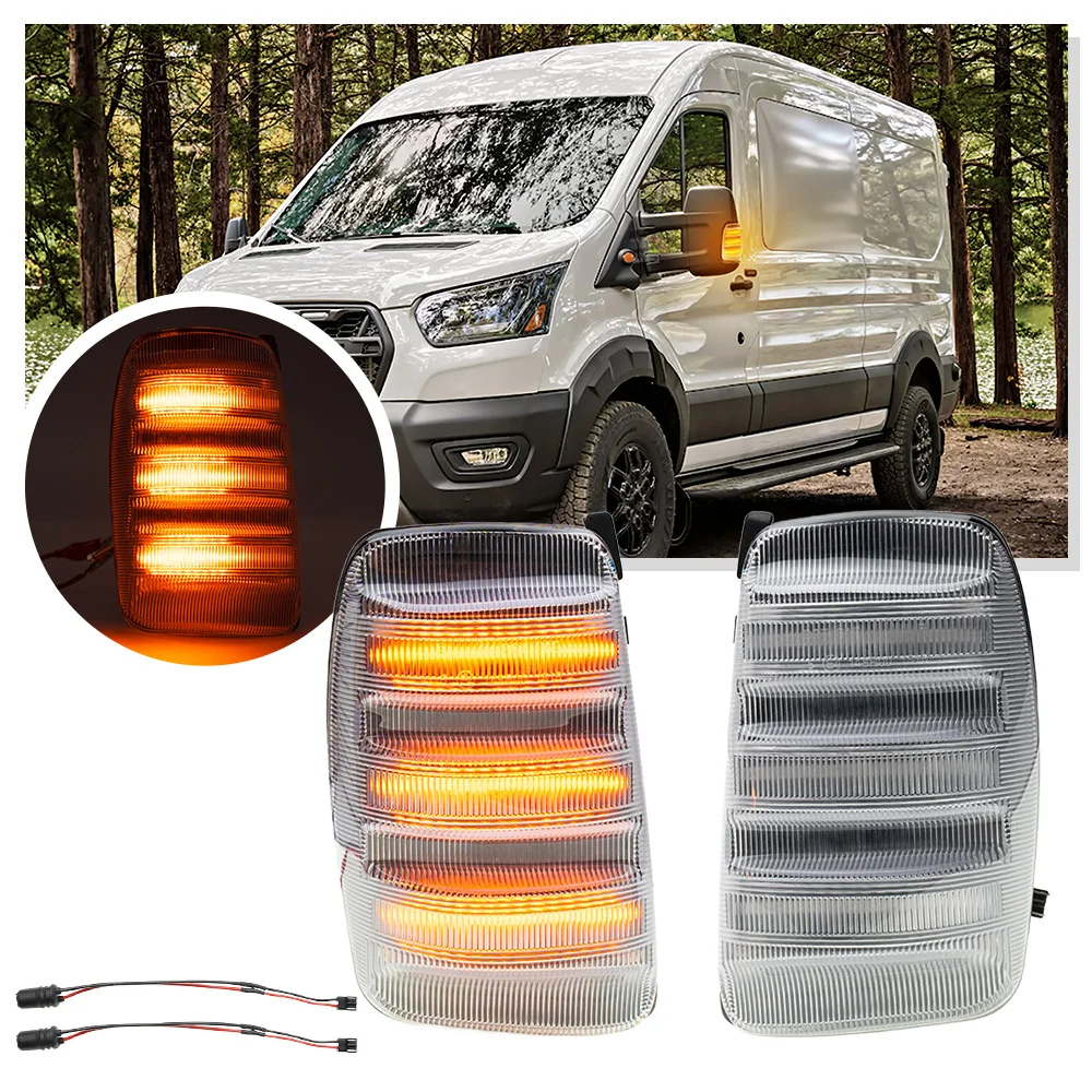 

For 2014 2015-2025 Ford Transit MK8 150 250 350 E-Transit LED sequentialTurn Signal Side Mirror Lights Indicator Flasher Lamp