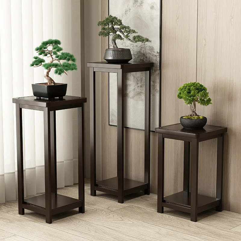 Étagère à plantes d'intérieur en bois massif, style chinois moderne, à plusieurs niveaux, support d'affichage, salon, entrée, support pour plantes succulentes