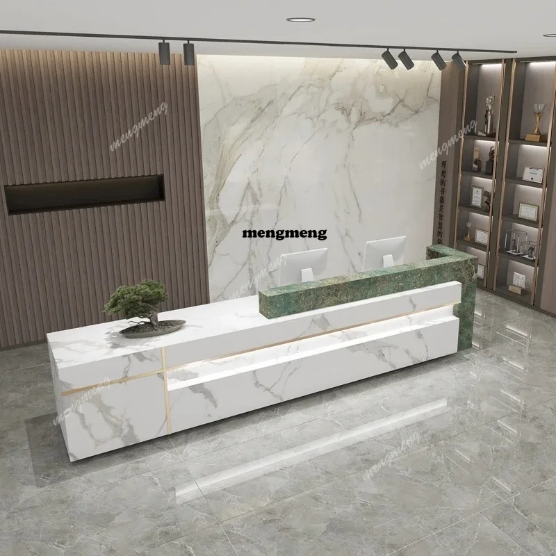 

E136 Nordic Luxury Marble Reception Desks Modern Design Hotel High-end Cashier Desk Creative Commercial Furniture Pulpitos