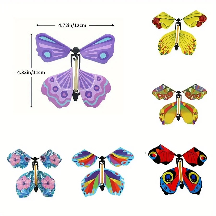 Whimsical Wind-up Flying Butterfly Bookmark Toy - Rubber Band Powered, Magic Prop, Surprise Gift for Wedding, Birthday, Party