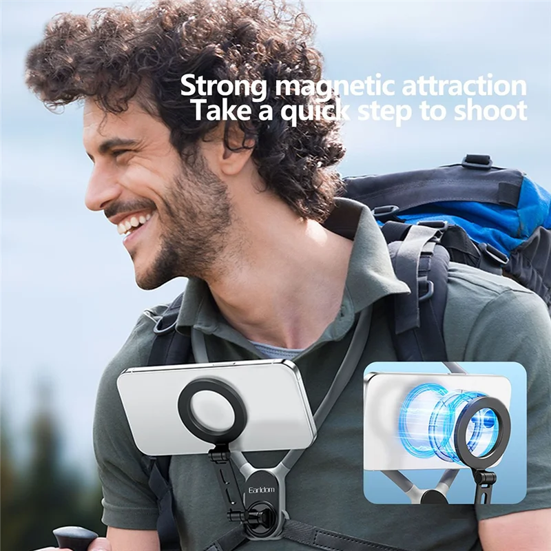 A34M-Earldom Magnetic Mobile Phone Hanging Neck Bracket Suitable For Phone Hanging Neck Bracket Fast Disassembly Bracket Filming