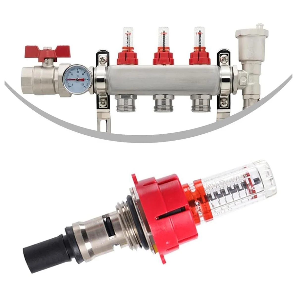 T88C 6 Pcs Underfloor Heating Manifold Flow Meter, Visual Flow Monitoring Regulator for Underfloor Heating Systems(1/2)