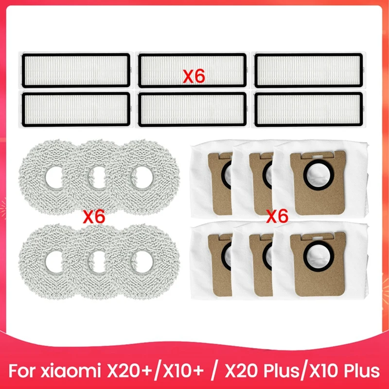 For Xiaomi Robot Vacuum X20+, X10+ / X20 Plus, X10 Plus Hepa Filter Mop Cloth Dust Bags Parts Accessories