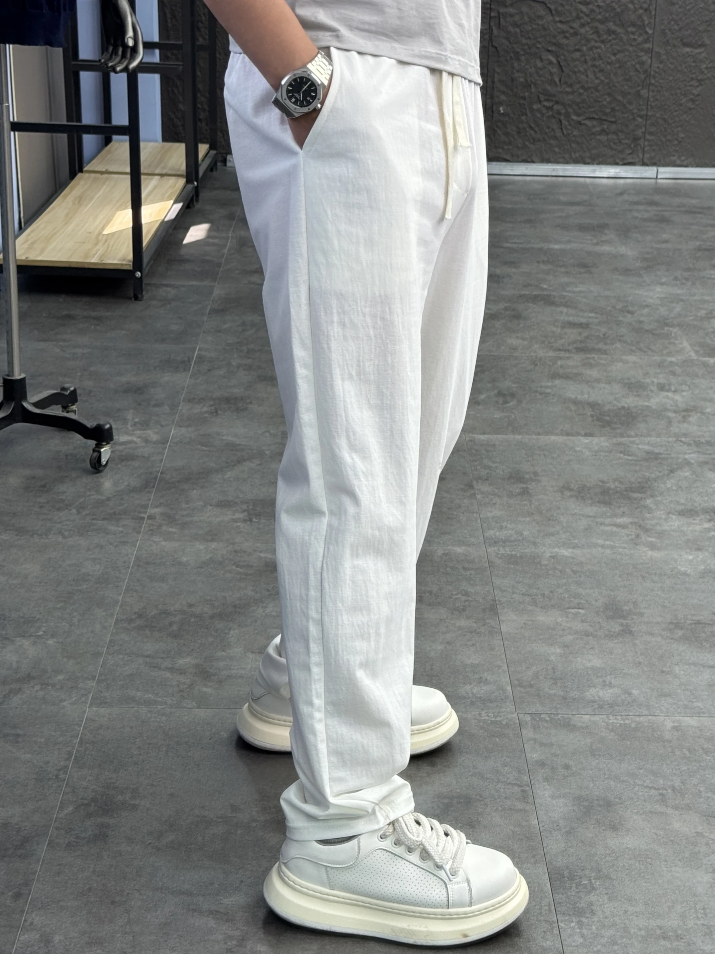 

Comfortable Cotton Linen Pants Men's High Pure Color Cool Feeling Breathable Straight Leg Casual Trousers Faionable Urban S...