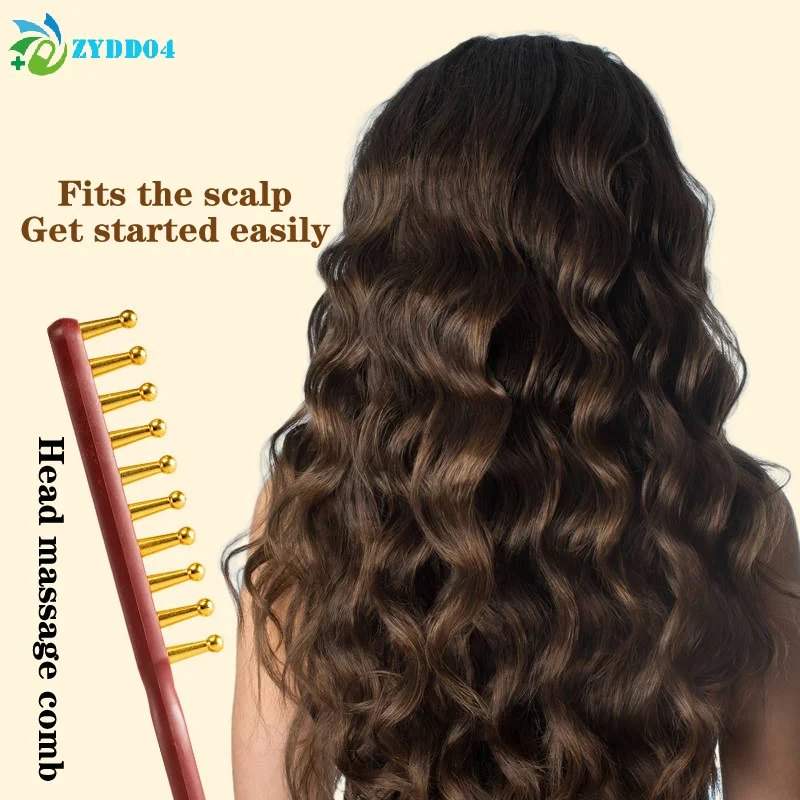 ●1Pcs Meridian Massage Comb Anti-static Gua Sha Tool Alloy Teeth Relaxation Scalp Point Massage Brush Massage Tool