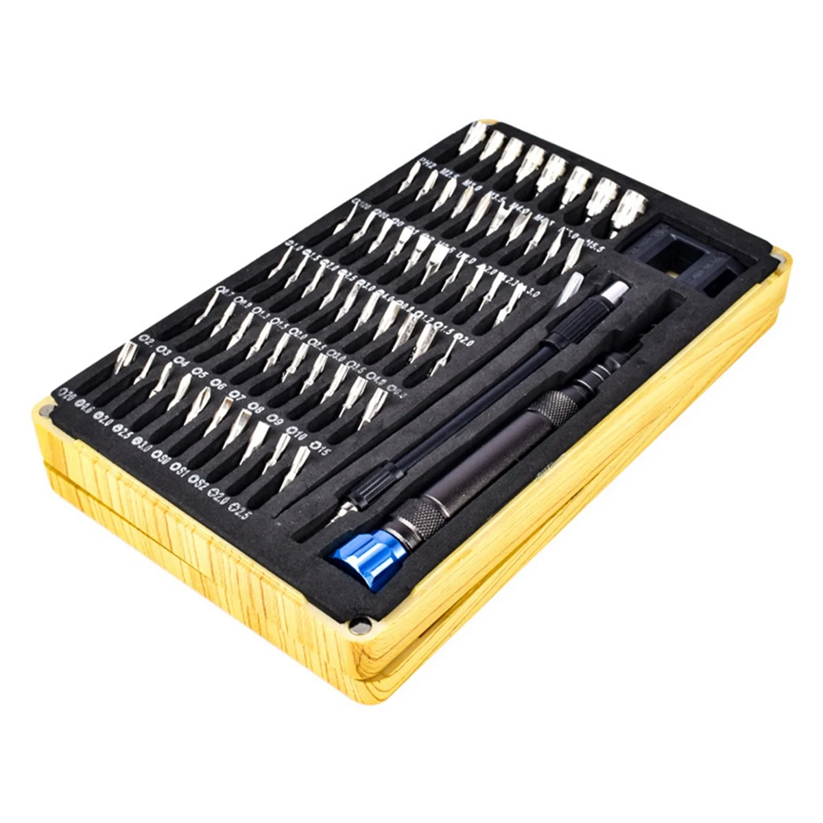 Wood Grain Box 64-In-1 Watch Mobile Phone Disassembly Maintenance Tool Chrome Vanadium Steel Screwdriver Set