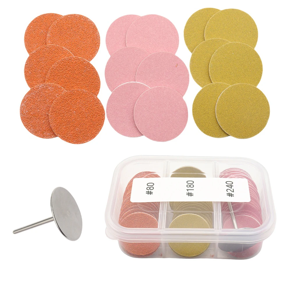 

60Pcs Sanding Paper Discs with Metal Nail Drill Bit, Replacement Self-Adhesive Sandpaper Discs Disc Pads 25mm for Electric Foot