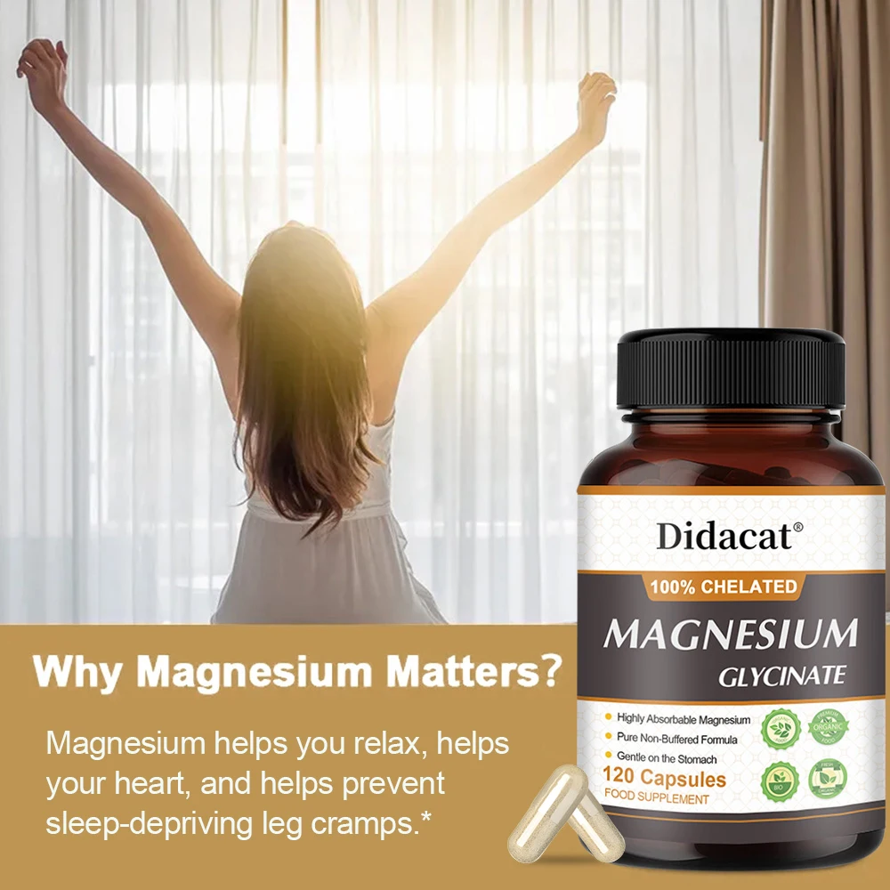 500 Mg Magnesium Glycinate - High Absorption Magnesium Supplement To Support Muscle and Improve Sleep - Vegetarian Capsules