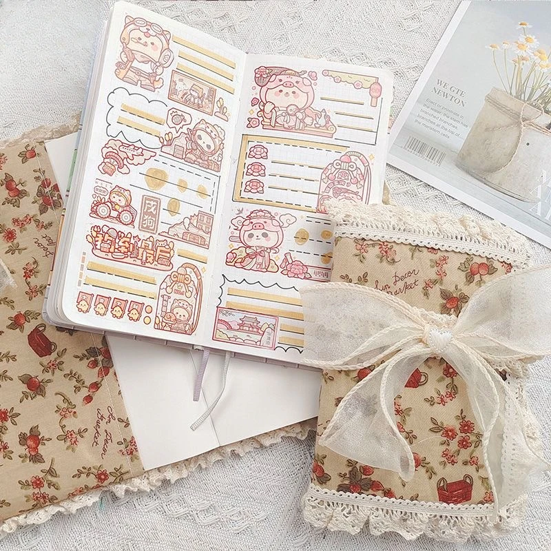 【Retro floret】Original Handmade A5A6 Notebook Covers Protector Book Sleeve Crafted Fabric Products Diary Cover,in Stock