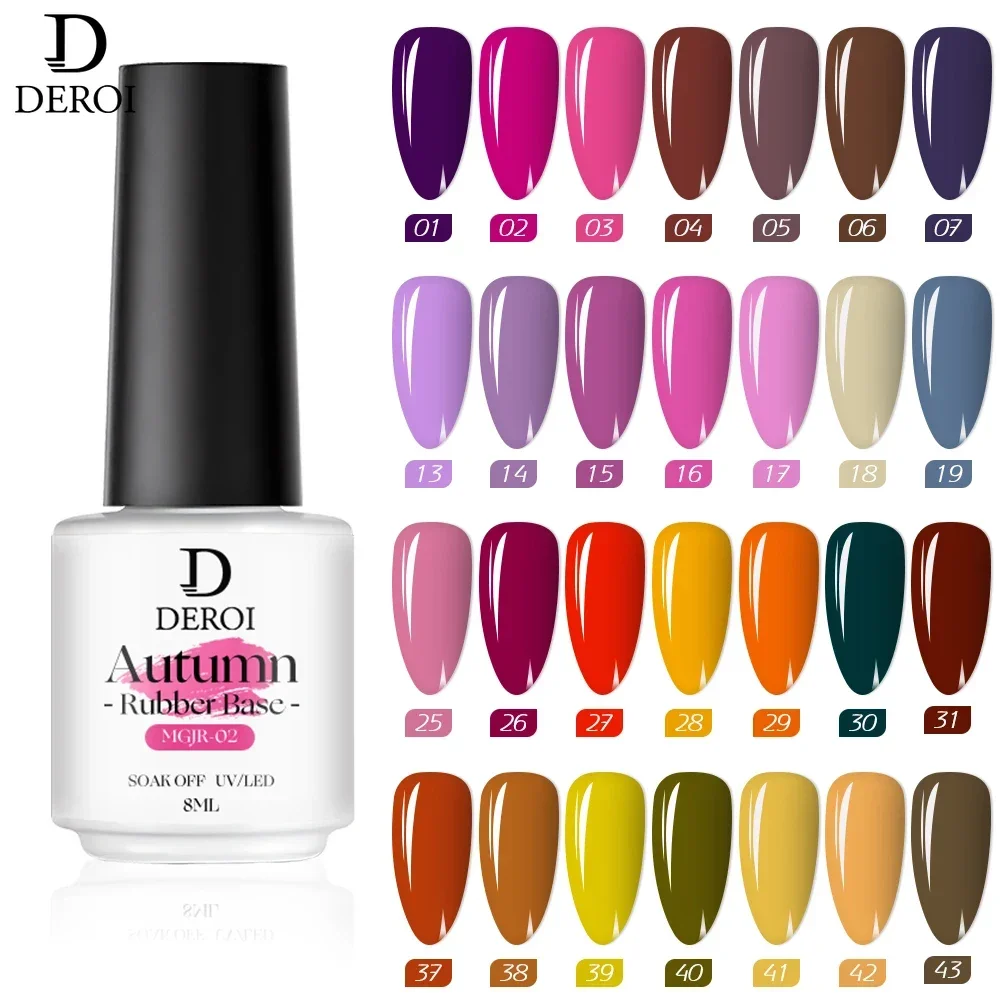 

New Autumn Rubber Base Coat Soak Off Nail Polish Semi Permanent 60 Colors Jelly Nail Gel Polish UV/LED Nail Art Decorations 8ml