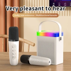 Nowa Mini urządzenie do domowego Karaoke przenośna System głośnikowy Bluetooth 5.3 PA z 1-2 mikrofonami bezprzewodowymi domowa rodzina śpiewa dla dziecka