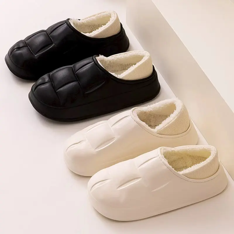 Shoes for Women Winter Fashion Plush Warm Platform Wedges Comfortable Slip on House Slippers Casual Women Slippers